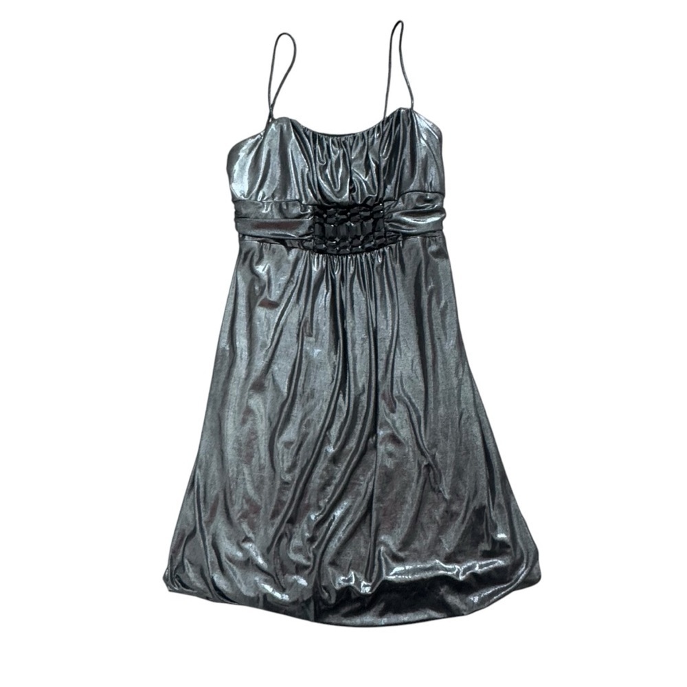 Jessica Mcclintock vintage Silver Grey bubble hem party prom Dress Size 10